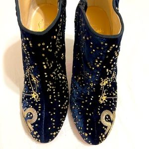 Christian Louboutin Belle 100 Blue Navy Velvet size 37